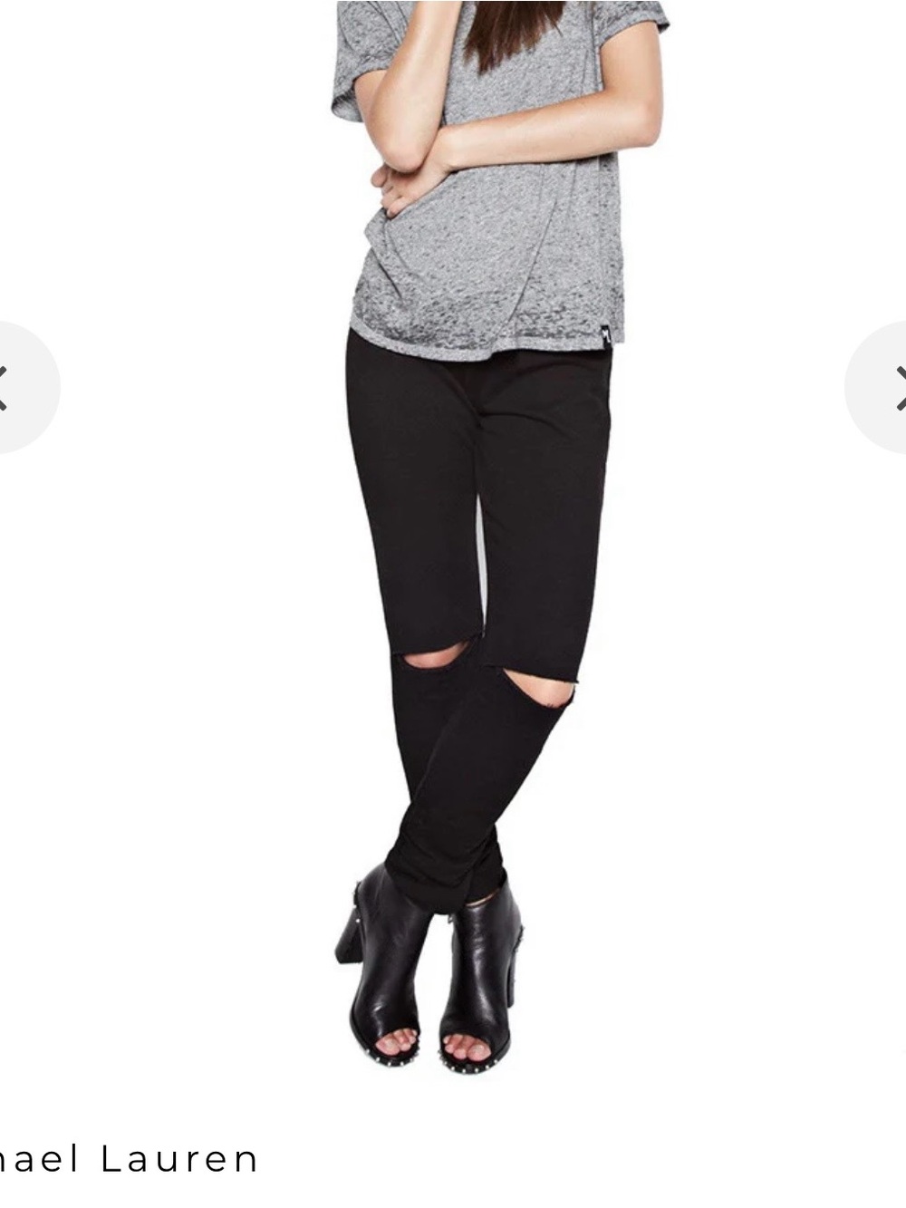 Michael Lauren Black Knee-Rip Skinny Pants